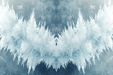 Aufkleber - An abstract symmetrical macro photograph of ice crystals reveals the intricate details of frozen water, perfect for winter-themed designs and cool backgrounds.