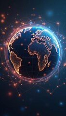 Poster - worldwide technology concept of globe with global connection lines. futuristic tech digital earth, p