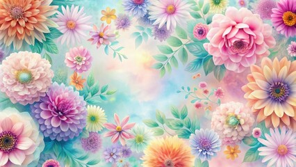 Wall Mural - Vibrant floral patterns in soft pastel shades , bloom, garden,  bloom, garden, colorful, abstract