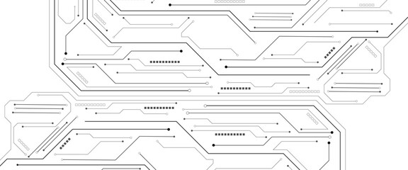 Poster - Vector Technology black circuit diagram concept. Abstract technology on white background. High-tech circuit board.
