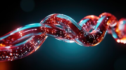 Poster - Abstract Red and Blue Fiber Optic Cable Twisted Design Technology Background