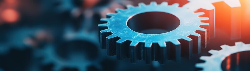Leinwandbilder - Close up of gears on a computer screen displaying mechanical components and technology