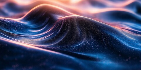 Wall Mural - Abstract Digital Wave Pattern, Neon Blue And Pink Background With Flowing Shapes And Glowing Light