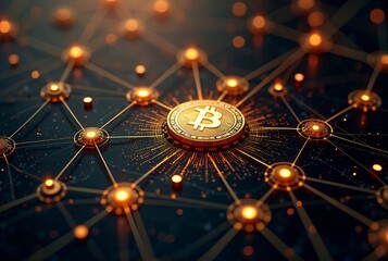 Wall Mural - blockchain nexus where crypto meets cyber gold