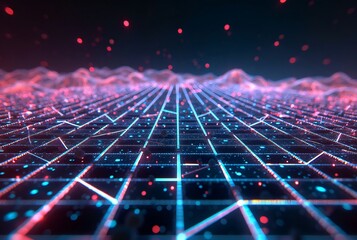 Wall Mural - cyberpunk hologram grid