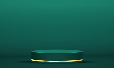 Poster - abstract modern dark green light display podium stage with copy space for you design