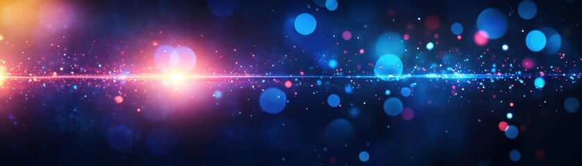 Leinwandbilder - Dark background with bright lights creating an abstract glowing effect in a modern art style