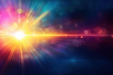 Poster - Bright light burst illuminating dark background creating a striking visual effect in a mysterious atmosphere