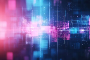 Leinwandbilder - Abstract technology background featuring glowing lines and dots in a digital design concept