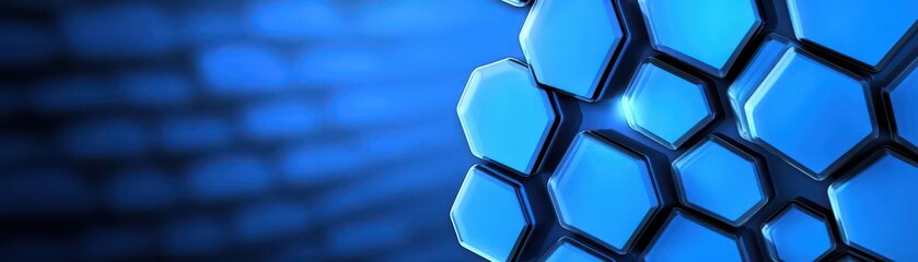 Aufkleber - Abstract blue hexagons shape and lines with science concept background