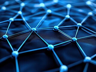 Poster - Abstract connected dots and lines on blue background Communication and technology network concept with moving lines and dots