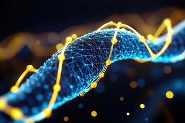 Aufkleber - Dna molecule structure against a blue background illustrating genetic science and biology concepts