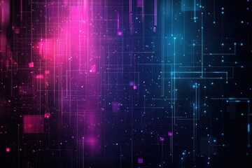 Leinwandbilder - Abstract technology background featuring glowing lines and dots in a digital network design