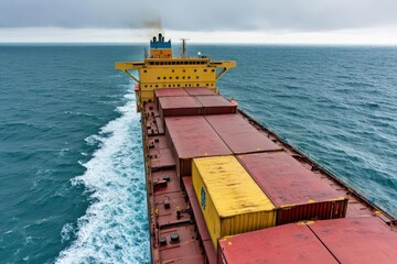 Poster - Aerial of cargo ship at sea