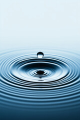 Poster - Minimalistic shot of a single droplet causing multiple concentric ripples in an endless body of