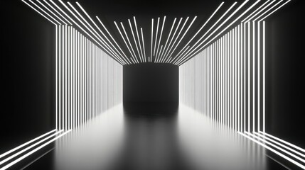Poster - Neon tunnel lights future backdrop design