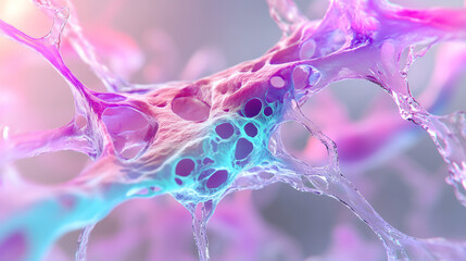 Poster - Stylized macro shot of intricate neon filaments shaped into veins, each strand throbbing with