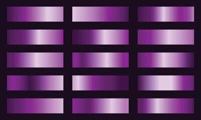 Poster - set of purple gradient metallic shiny design banner decoration. dark purple gradient foil texture ba