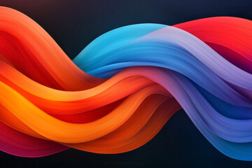 Poster - Swirling ribbons of bold red and electric blue weaving together across a dark background to create