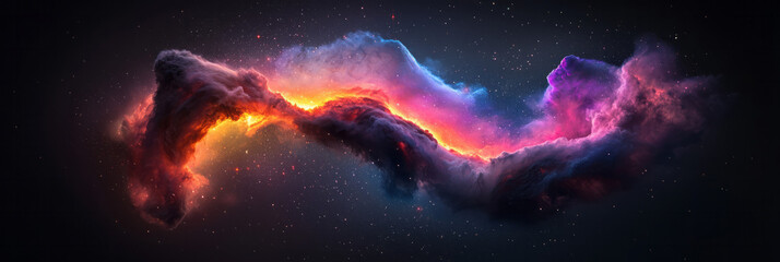 Poster - Tranquil cosmic swirl painted in coral and violet, framed by luminous sparks resembling a far-off
