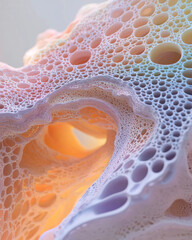 Aufkleber - Chimeric swirl of intricately layered surfaces blending orange and electric purple, accentuated by