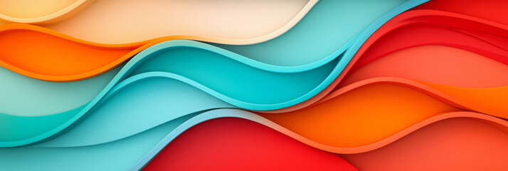 Aufkleber - Intertwined sculptural arcs in vibrant red and turquoise, each arc pierced by small patterns that