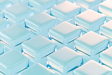 Aufkleber - Vast arrangement of floating azure cubes neatly aligned in a translucent grid layout, creating an