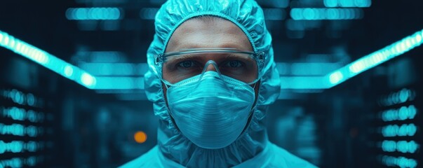 Poster - Caucasian Male Scientist in Protective Gear Working in a High Tech Lab