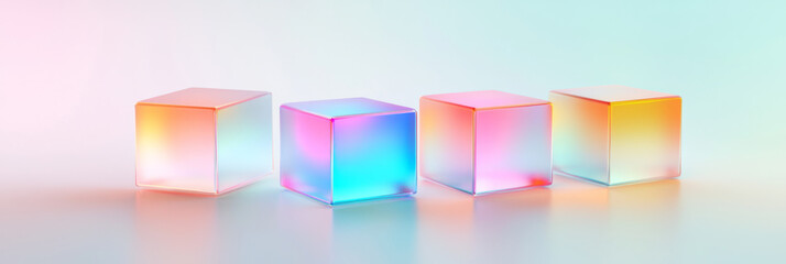 Fototapete - Semi-transparent cubes suspended in a lattice-like matrix, illuminated by subtle gradient