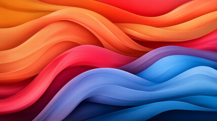 Leinwandbilder - Soft, wavelike ribbons in rich scarlet and deep azure, overlapping and twisting amid a smooth