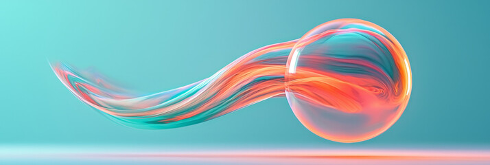 Poster - Translucent bubble sphere showing internal swirling currents of green and red that fade softly at