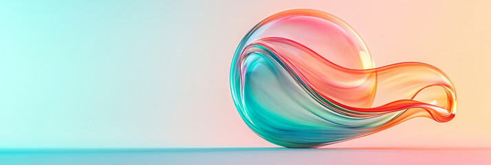 Aufkleber - Translucent bubble sphere showing internal swirling currents of green and red that fade softly at
