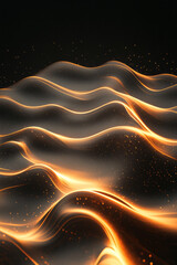 Poster - Micro-shot of a rippling metallic plane showing gentle folds, each accented by a delicate golden