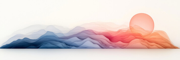 Aufkleber - Flowing, semi-transparent wave layers in dusty rose and light beige, with a calm orb of light