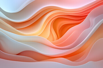 Poster - Mesmerizing, fluid-like slopes in gentle coral and champagne tones, reflecting the dim glow of a
