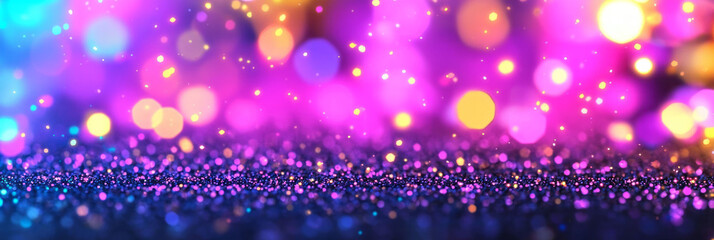 Aufkleber - Soft bokeh points in bright pink, violet, and gold dispersing gradually, giving the impression of a