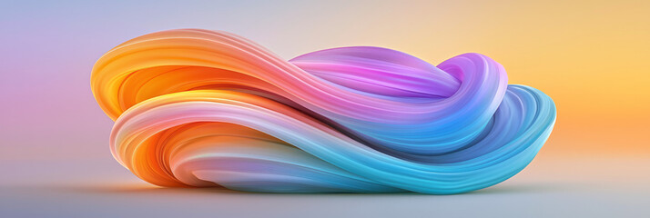 Poster - Abstract swirl with multiple concentric loops, each loop tinted in a different luminous color for a