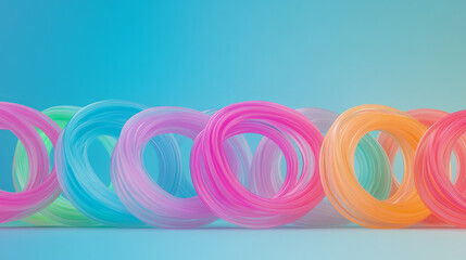 Poster - Pulsating rings in neon pink, turquoise, and lime forming a rhythmic pattern that radiates