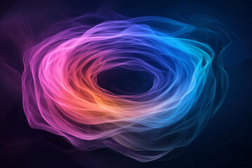 Poster - Abstract swirl with multiple concentric loops, each loop tinted in a different luminous color for a