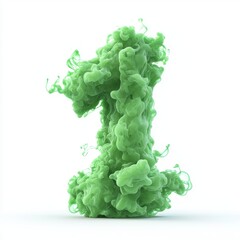 Sticker - Number 1 made of thick toxic green smoke with swirling poisonous fumes isolated on a clean white background