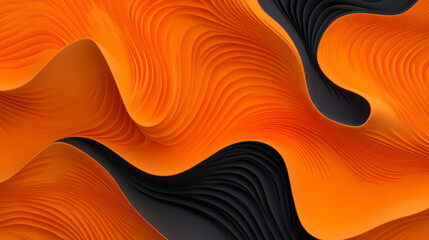 Poster - Repeating pattern of undulating black lattice lines against a warm, gradient orange backdrop,