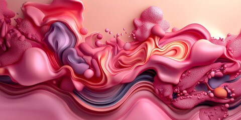 Poster - abstract gradient background  3d render pink fluid liquid