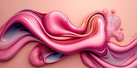 Poster - abstract gradient background  3d render pink fluid liquid