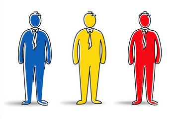 Poster - Three people standing in a line with one person looking up at another in a casual setting