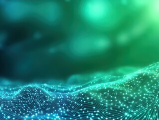 Poster - Digital technology banner blue green background concept with technology light effect