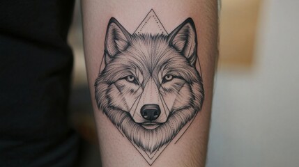 Canvas Print - Geometric Wolf Tattoo Design