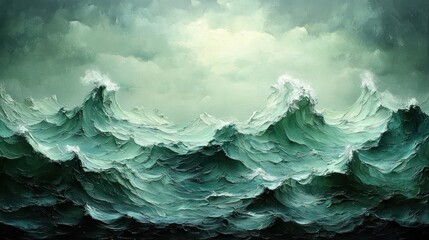 Turbulent ocean waves, stormy sky, coastal art print