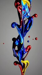 Poster - Dynamic swirling colorful paint streams merging in artistic flow
