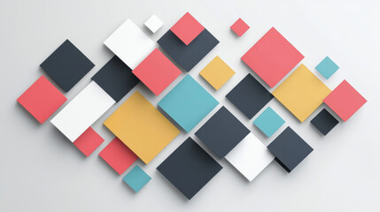 Poster - Abstract  template geometric flyer with color squares. Design element