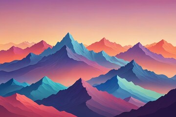 Wall Mural - a close up of a mountain range with a sunset in the background